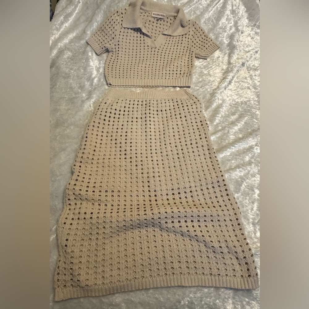 Elegant Cream Knit Two-Piece